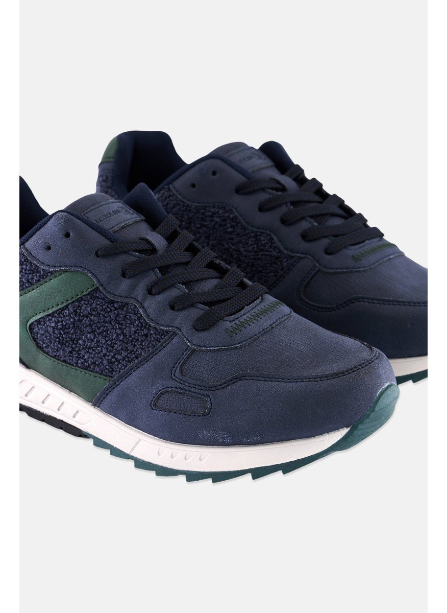 Men Brand Logo Lace Up Shoes, Navy