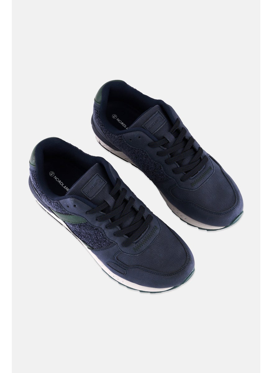 Men Brand Logo Lace Up Shoes, Navy