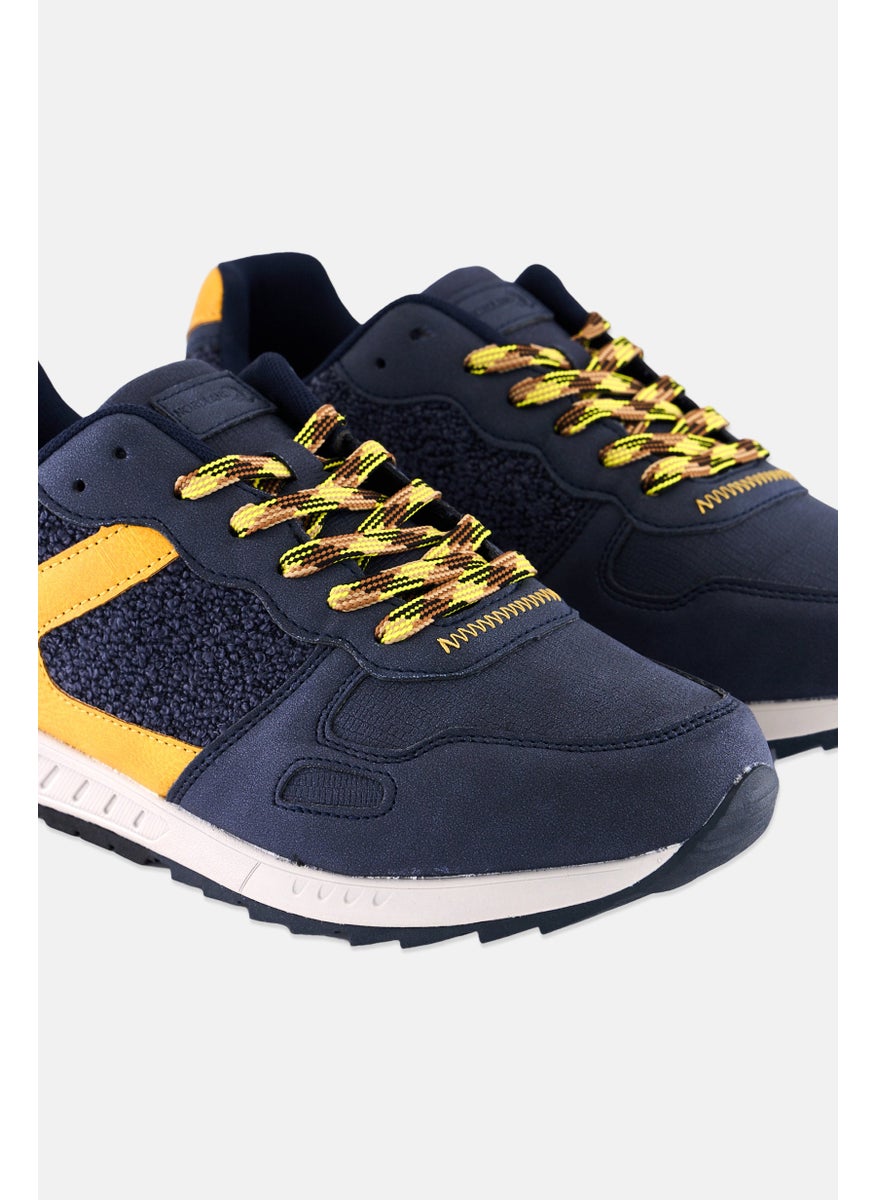 Men Lace Up Brand Logo Casual Shoes, Navy