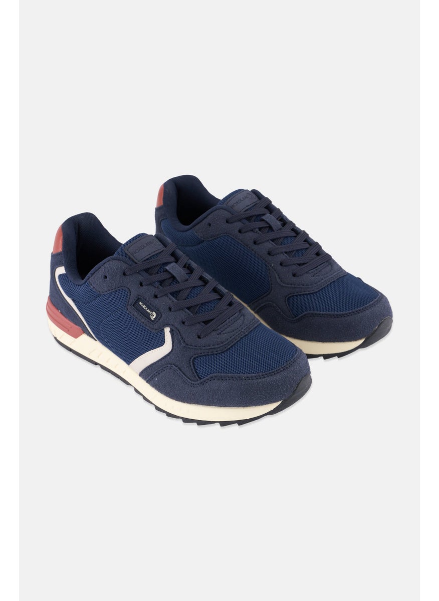 Men Lace Up Casual Shoes, Navy Combo