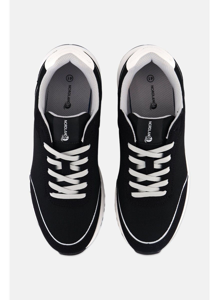 Men Brand Logo Lace Up Shoes, Black