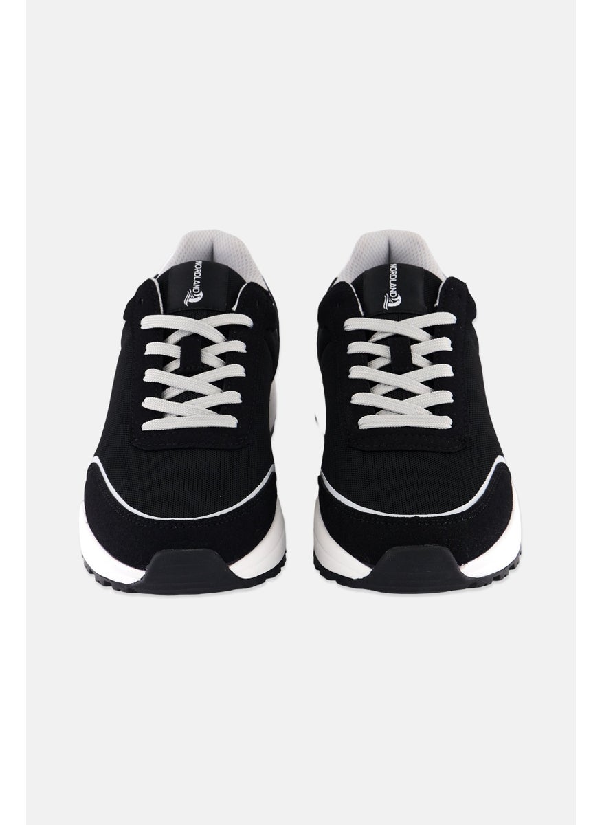 Men Brand Logo Lace Up Shoes, Black