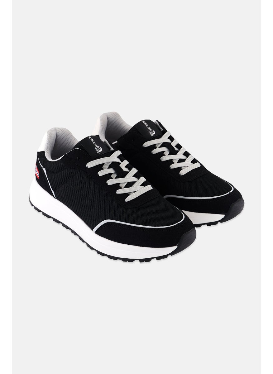 Men Brand Logo Lace Up Shoes, Black