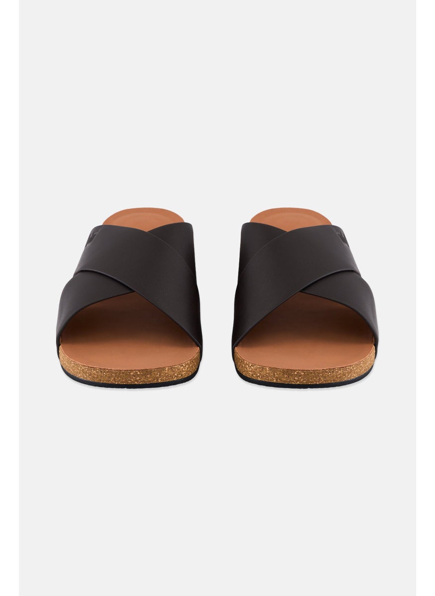 Men Iqushion Slip On Slides, Chocolate Brown