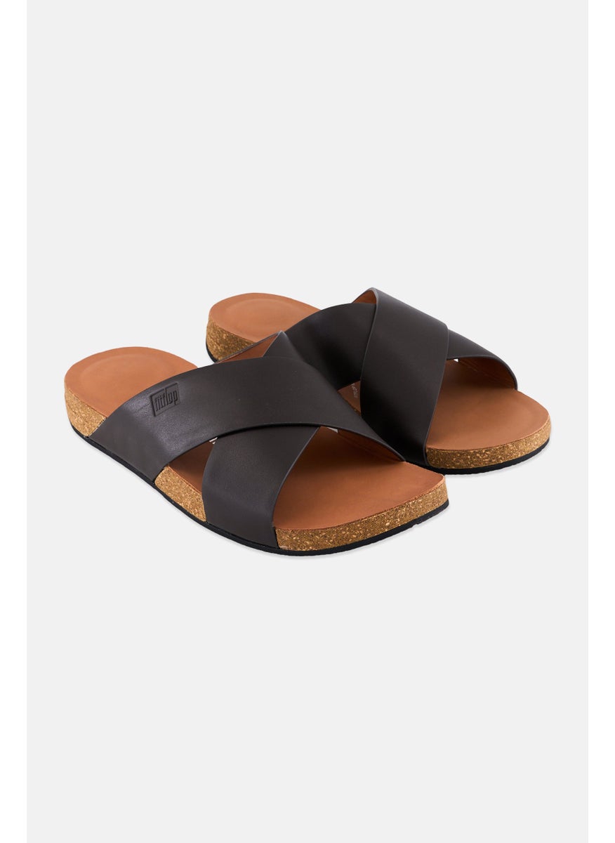 Men Iqushion Slip On Slides, Chocolate Brown