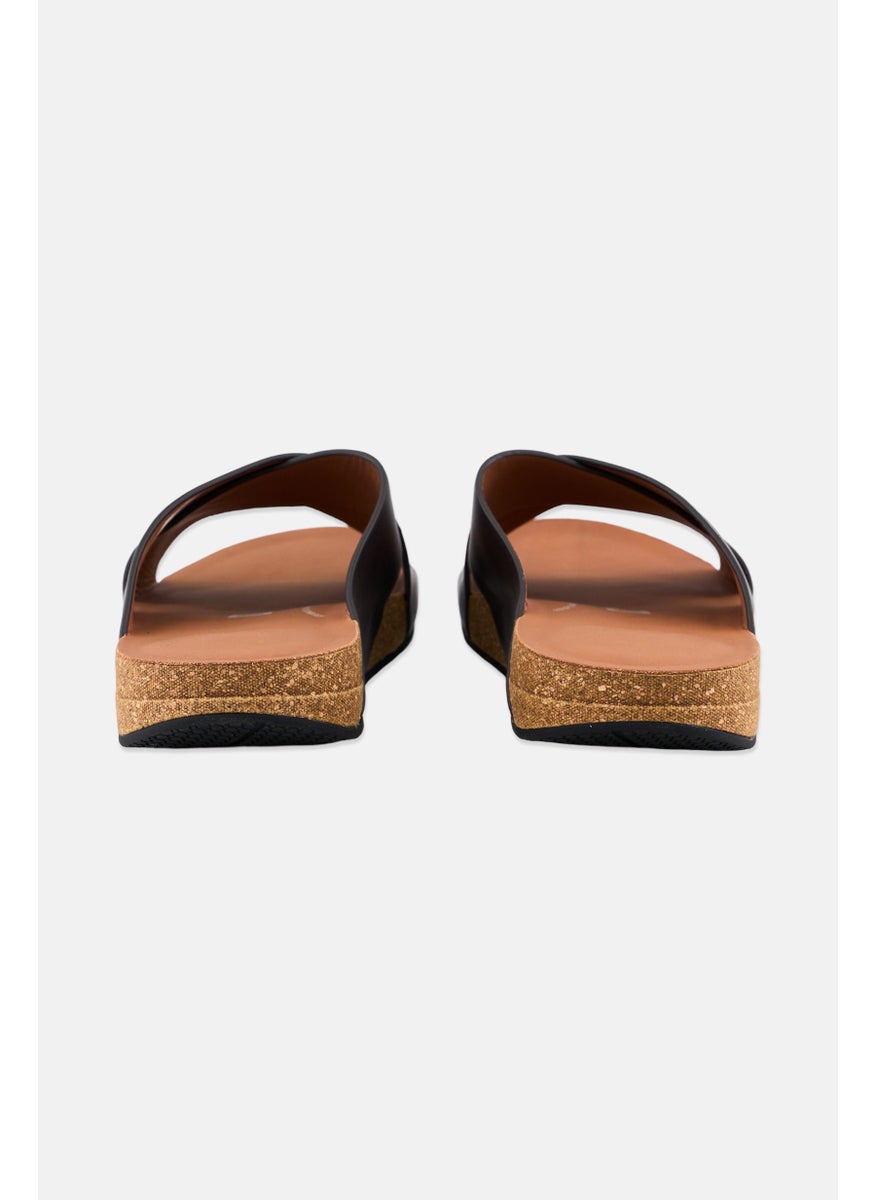 Men Iqushion Slip On Slides, Chocolate Brown