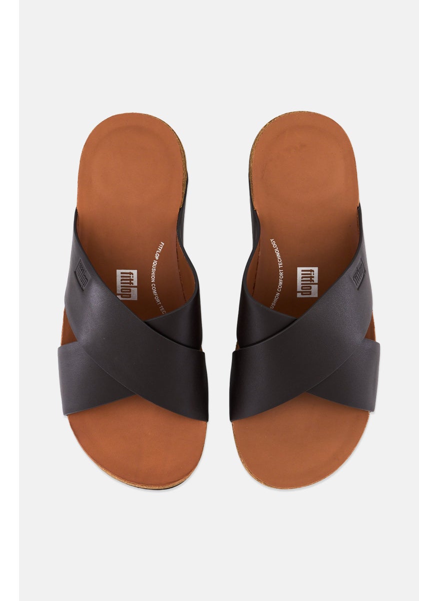 Men Iqushion Slip On Slides, Chocolate Brown
