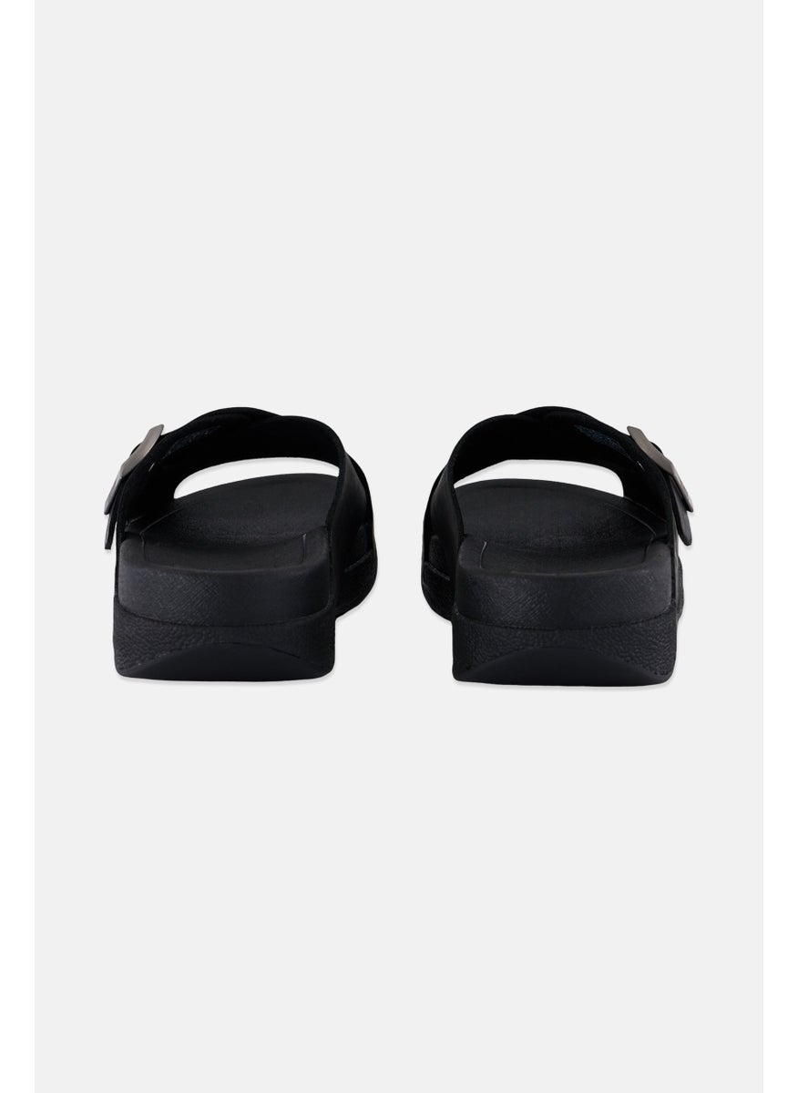 Men Nubuck Slip On Slides, Black