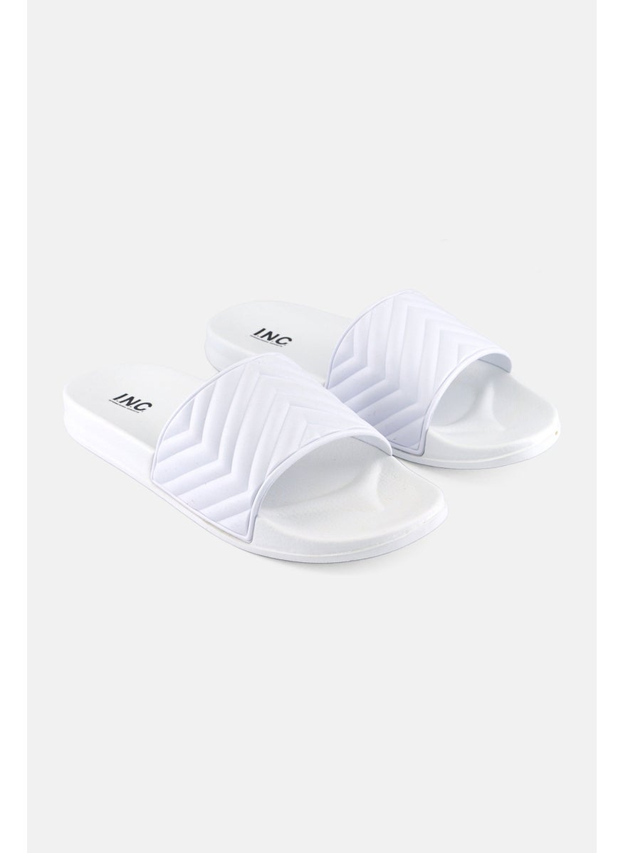 Men Medium Slip On Slides, White