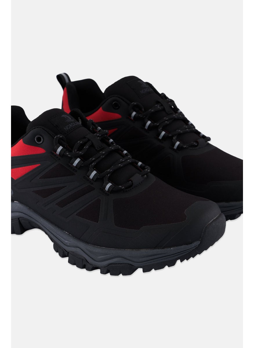 Men Brand Logo Lace Up Casual Shoe, Black Combo