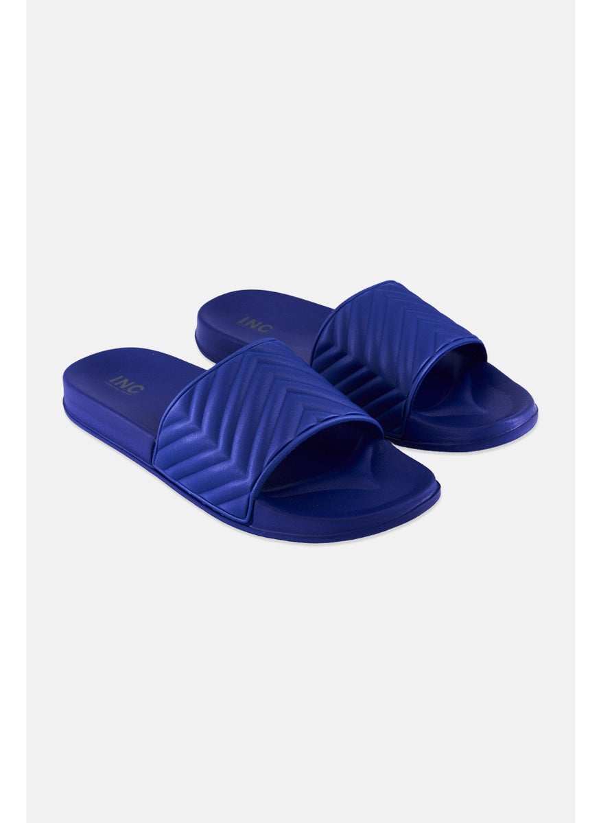 Men Medium Slip On Slides, Blue