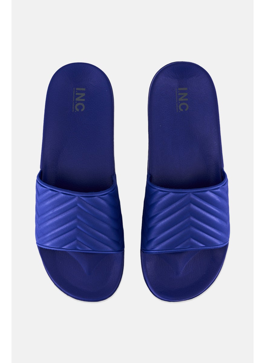 Men Medium Slip On Slides, Blue