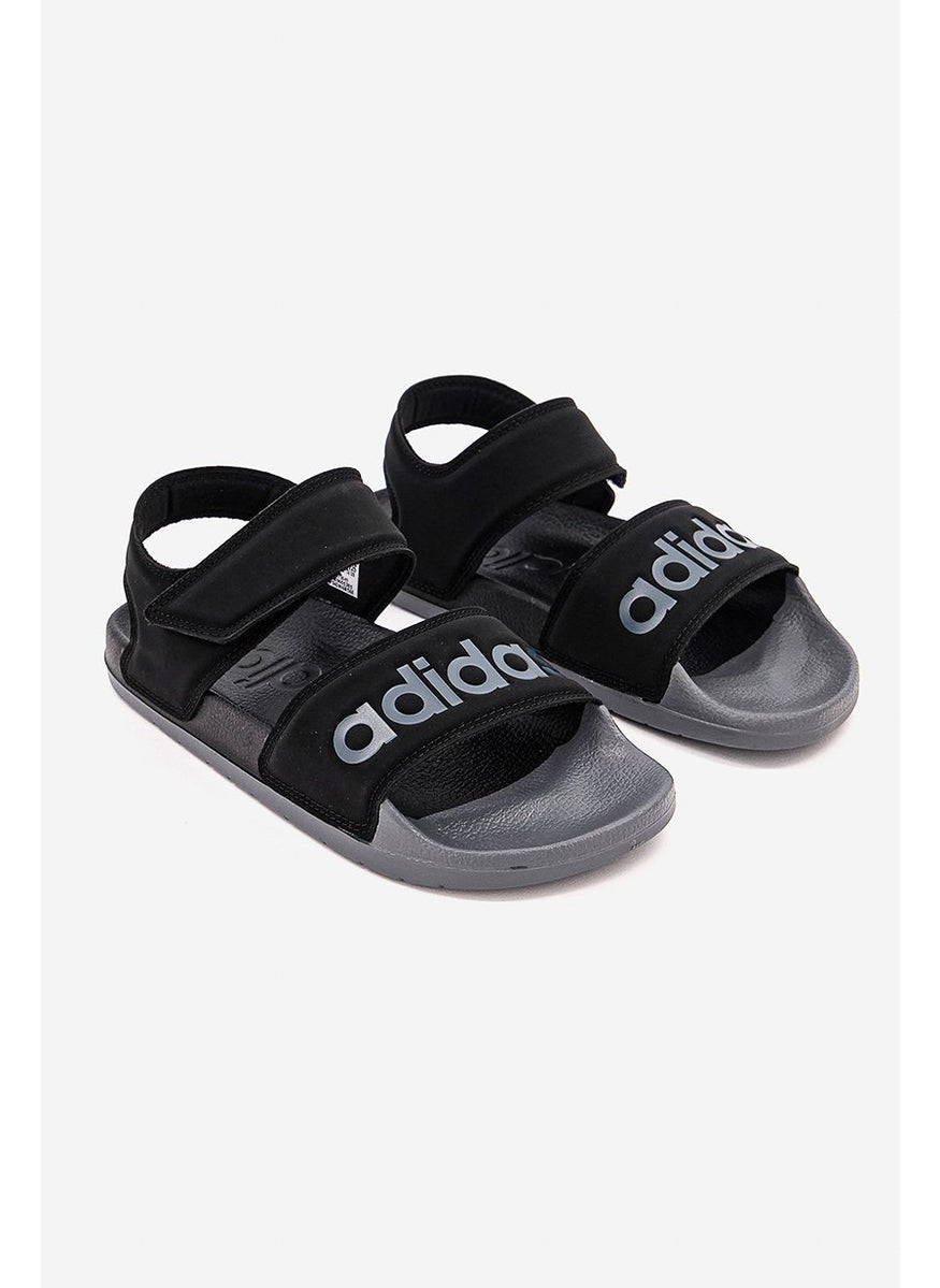 Kid Unisex Velcro Adilette Sandal, Black and Grey