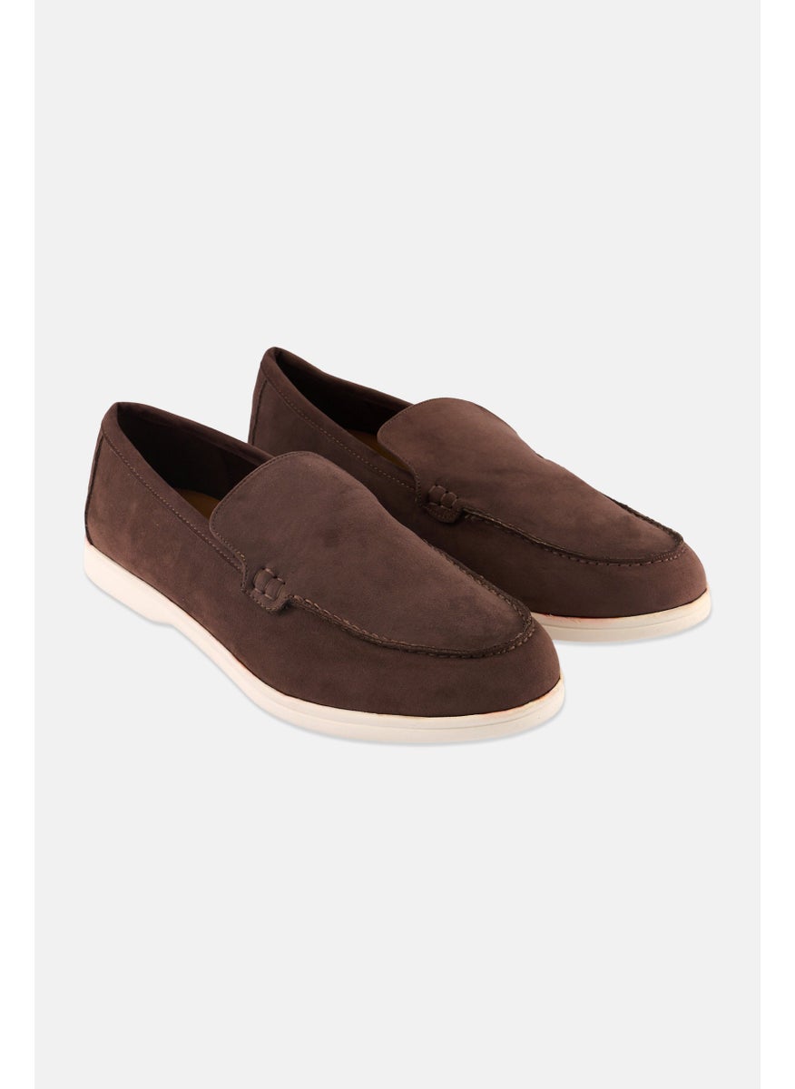 Men Medium Slip On Suede Casual Shoes, Dark Brown