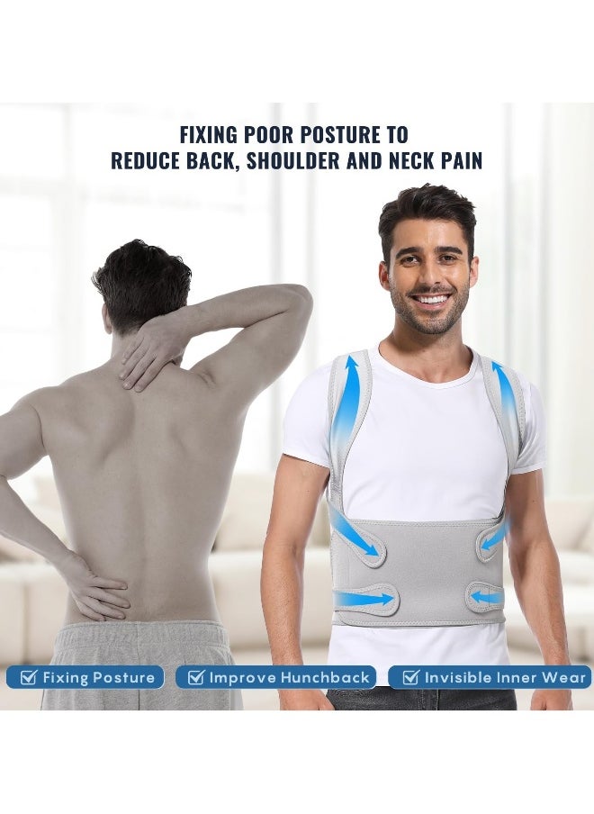 Back Brace Posture Corrector for Men & Women: Shoulder Straightener Adjustable Full Back Support Pain Relief - Scoliosis Hunchback Spine Corrector