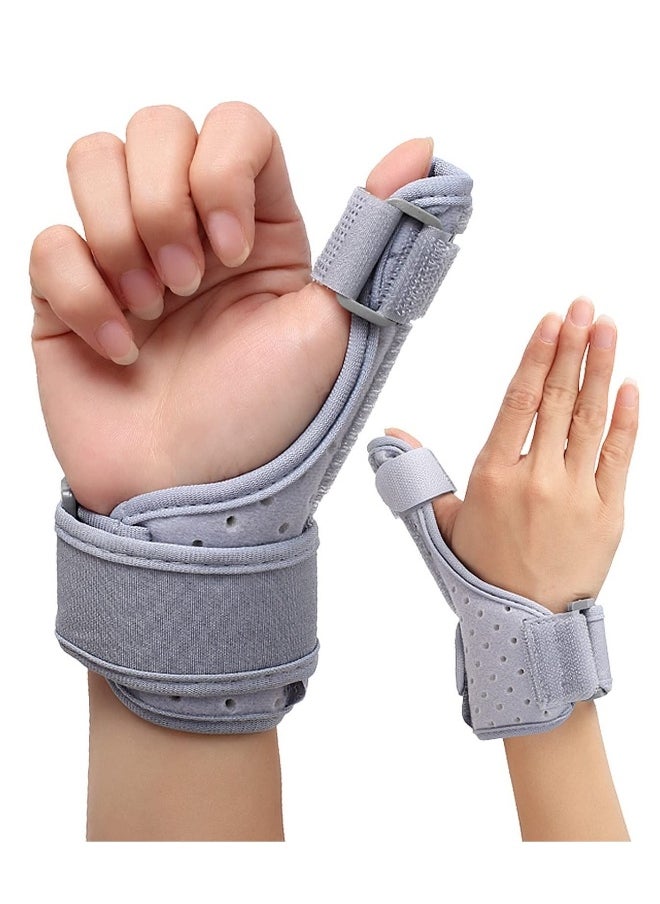 Reversible Thumb & Wrist Brace for Both Hands, Comfortable Support Splint for Sprains, Arthritis, Tendonitis, BlackBerry Thumb, Lightweight and Breathable, Unisex Gray, 1 Pack(Regular)