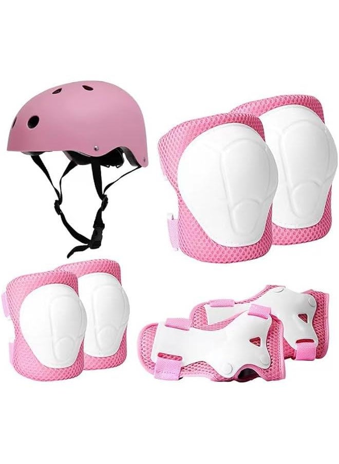 Kids Bike Helmet Set Adjustable Kids Helmet with Knee Pad, Elbow Pads & Wrist Guards for Boys Girls Perfect for Skating, Biking, Cycling, and Skateboard