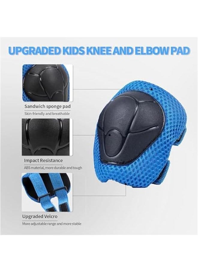 Kids Bike Helmet Set Adjustable Kids Helmet with Knee Pad, Elbow Pads & Wrist Guards for Boys Girls Perfect for Skating, Biking, Cycling, and Skateboard