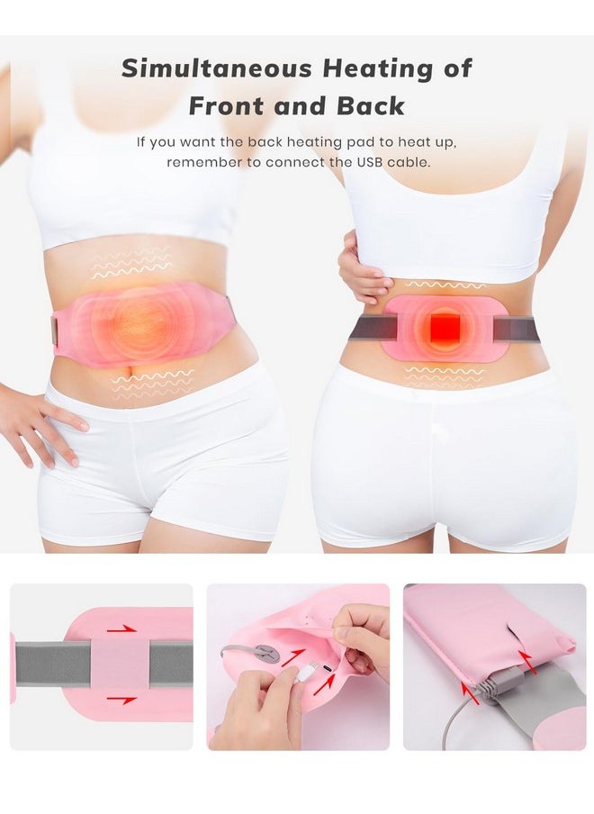 G Pad For Period Cramps Portable, Ftoyin Portable Heating Pad Simultaneous Front And Back With 3 Heat Levels And 5 Massage Modes, Back Or Belly Heating Pad For Women And Girl