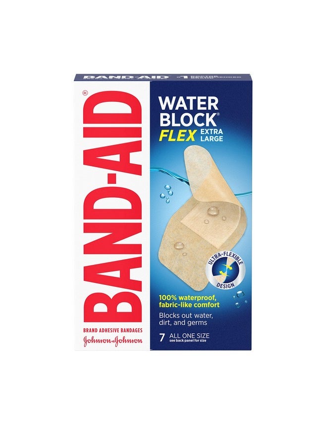 Band-Aid Water Block Flex 100% Waterproof Adhesive Bandages, Extra Large, 7 Count (Pack Of 2)