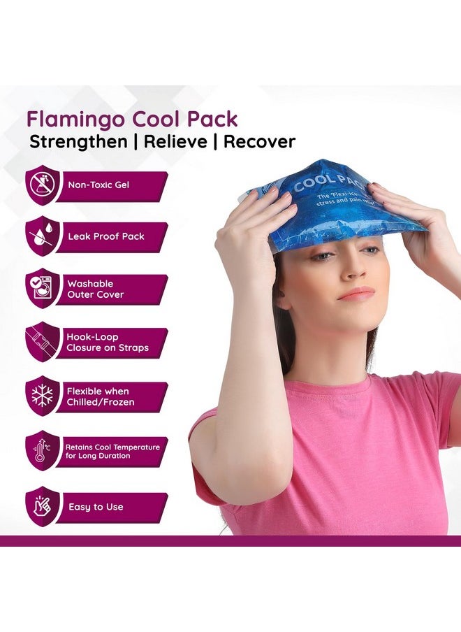 Flamingo Reusable Cool Pack for Pain Relief | Reusable Cold Ice Pack with Washable Cover | Non-Toxic Viscous Flexible Gel Pack for Shoulders, Knee, Back, Neck | Regular