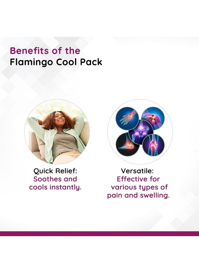 Flamingo Reusable Cool Pack for Pain Relief | Reusable Cold Ice Pack with Washable Cover | Non-Toxic Viscous Flexible Gel Pack for Shoulders, Knee, Back, Neck | Regular