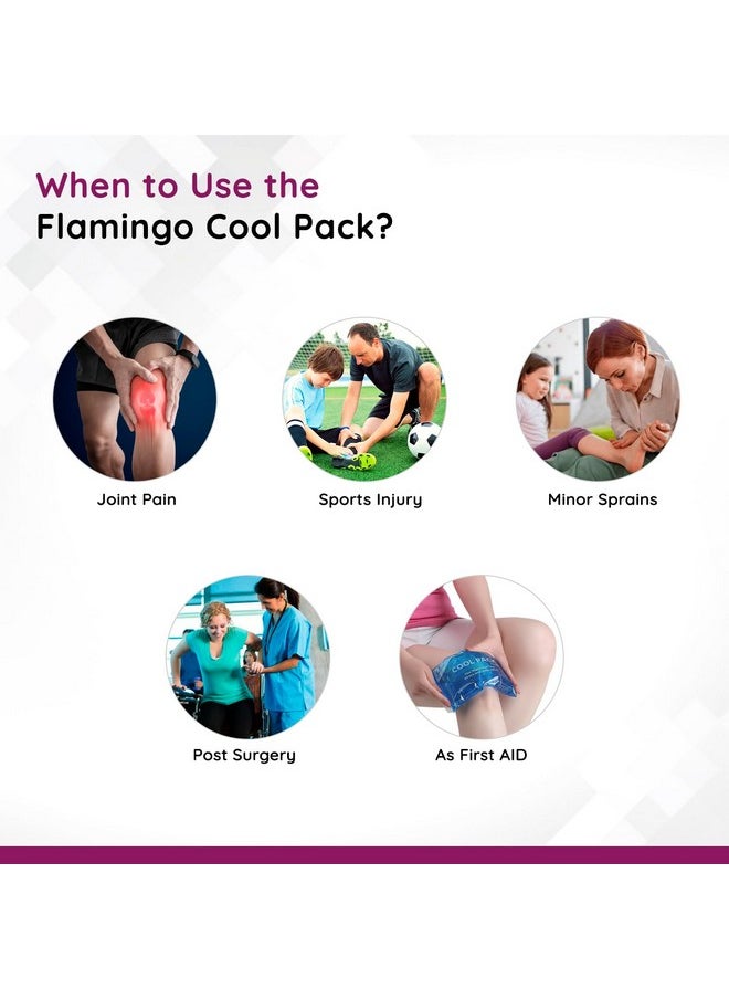 Flamingo Reusable Cool Pack for Pain Relief | Reusable Cold Ice Pack with Washable Cover | Non-Toxic Viscous Flexible Gel Pack for Shoulders, Knee, Back, Neck | Regular