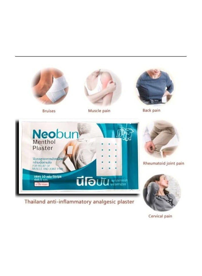 Neobun Menthol Plaster Cool Relief Pain Muscular Muscle Ache Back Analgesic,1Box 20pcs