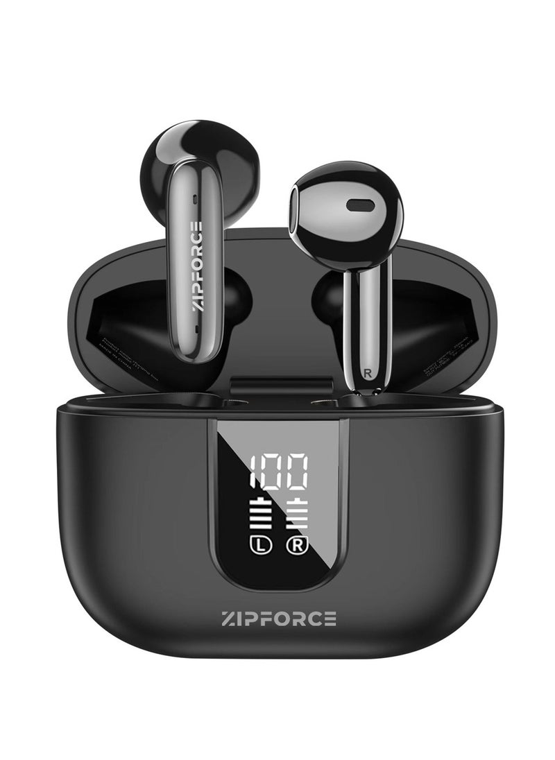 ZIPFORCE True Wireless Earbuds, In-Ear Bluetooth 5.3 Headphones 4-Mics ENC Clear Call, Bluetooth Earbuds Touch Control 40 Playtime, IPX6 Waterproof TWS, Light-Weight Earphones