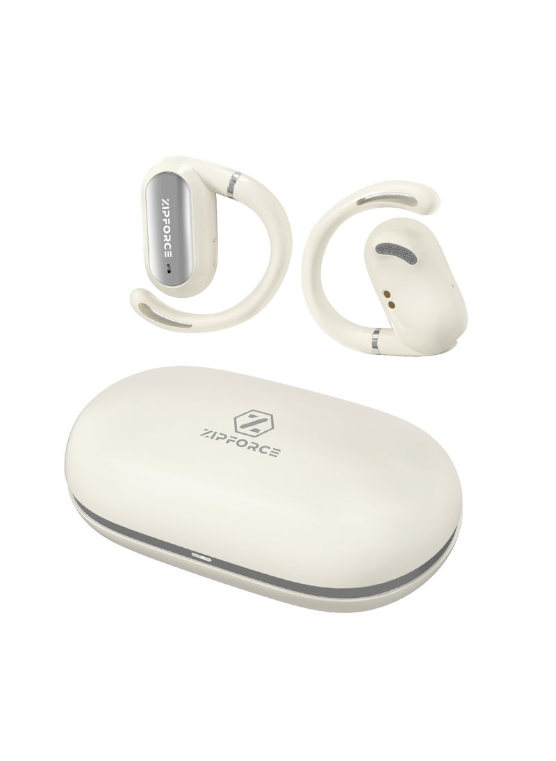 ZIPFORCE True Wireless Earbuds, Open Ear Bluetooth 5.4 Headphones 4-Mics ENC Clear Call, OWS Bluetooth Earbuds Touch Control, IPX6 Waterproof TWS, Light-Weight Earphones