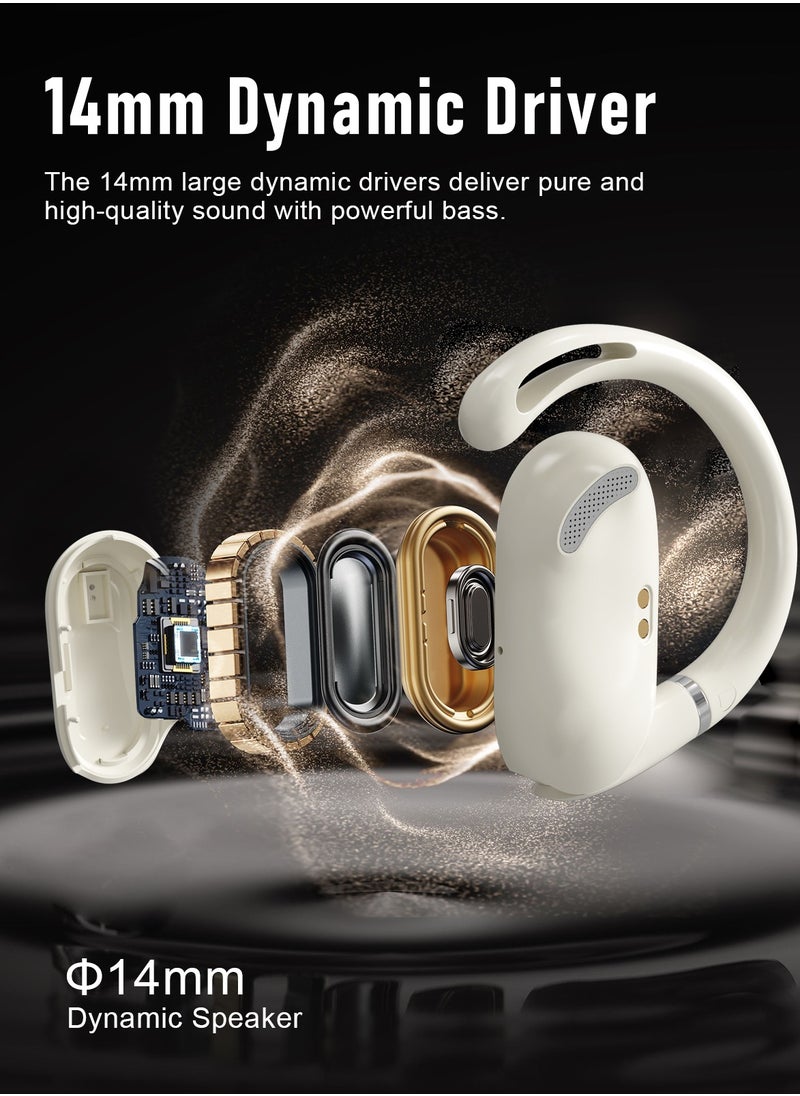 ZIPFORCE True Wireless Earbuds, Open Ear Bluetooth 5.4 Headphones 4-Mics ENC Clear Call, OWS Bluetooth Earbuds Touch Control, IPX6 Waterproof TWS, Light-Weight Earphones
