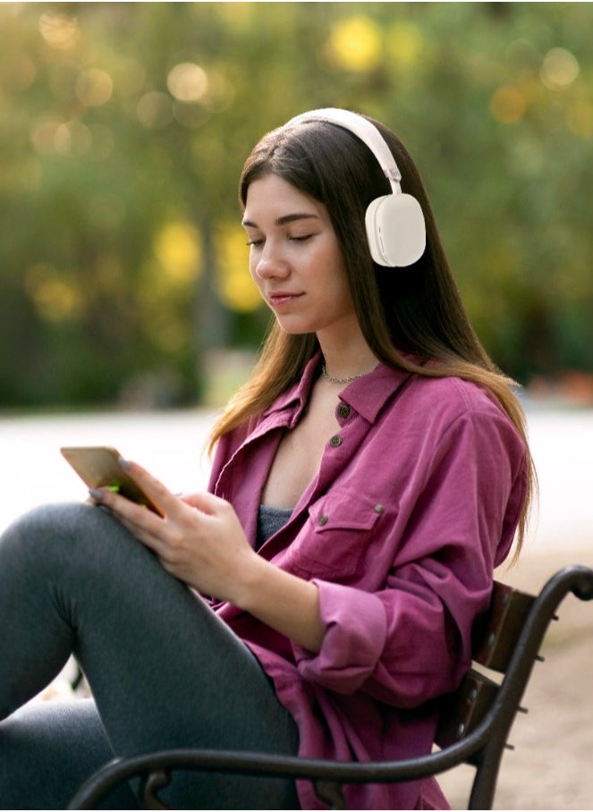 Vibe Wireless Headphone / Lightweight & Comfortable / Immersive Audio / Extended Battery Life / Stable and Fast Connection Bluetooth v5.3 - Cream