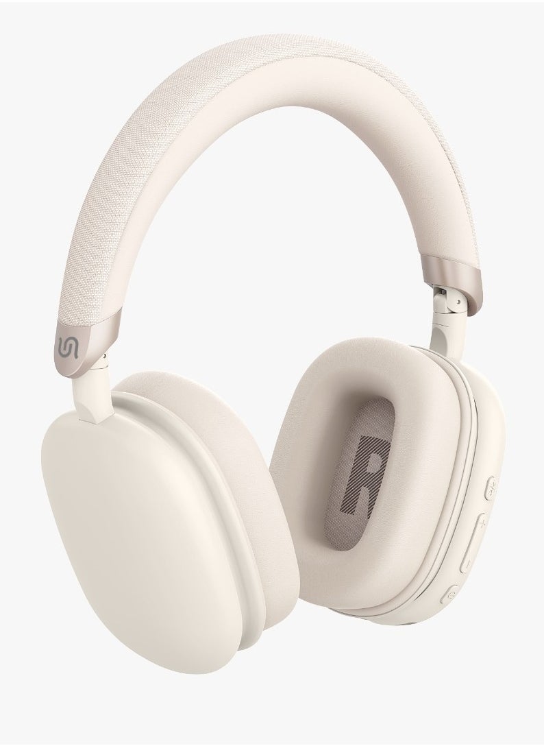 Vibe Wireless Headphone / Lightweight & Comfortable / Immersive Audio / Extended Battery Life / Stable and Fast Connection Bluetooth v5.3 - Cream