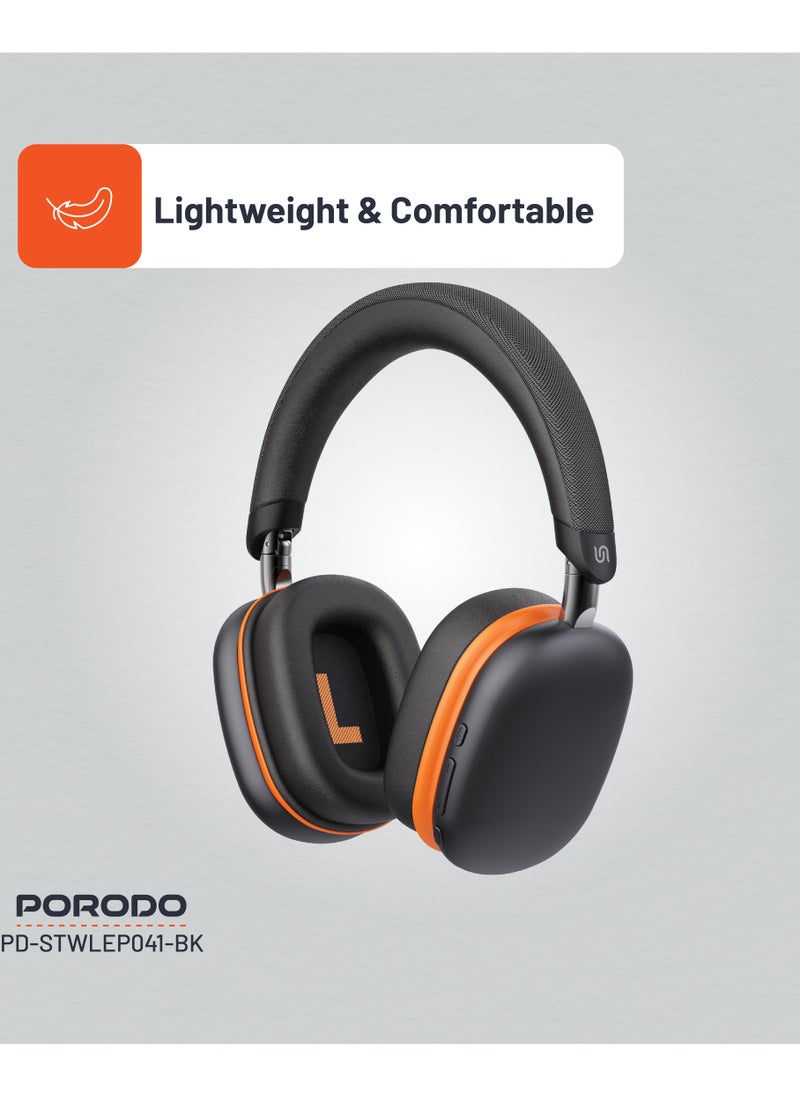 Vibe Wireless Headphone / Lightweight & Comfortable / Immersive Audio / Extended Battery Life / Stable and Fast Connection Bluetooth v5.3 /Over ear headphone with built in microphone - Black