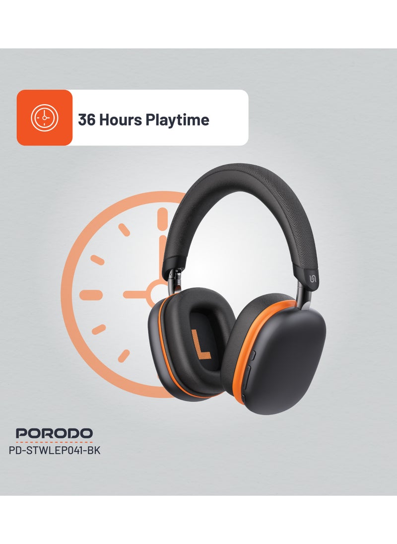 Vibe Wireless Headphone / Lightweight & Comfortable / Immersive Audio / Extended Battery Life / Stable and Fast Connection Bluetooth v5.3 /Over ear headphone with built in microphone - Black