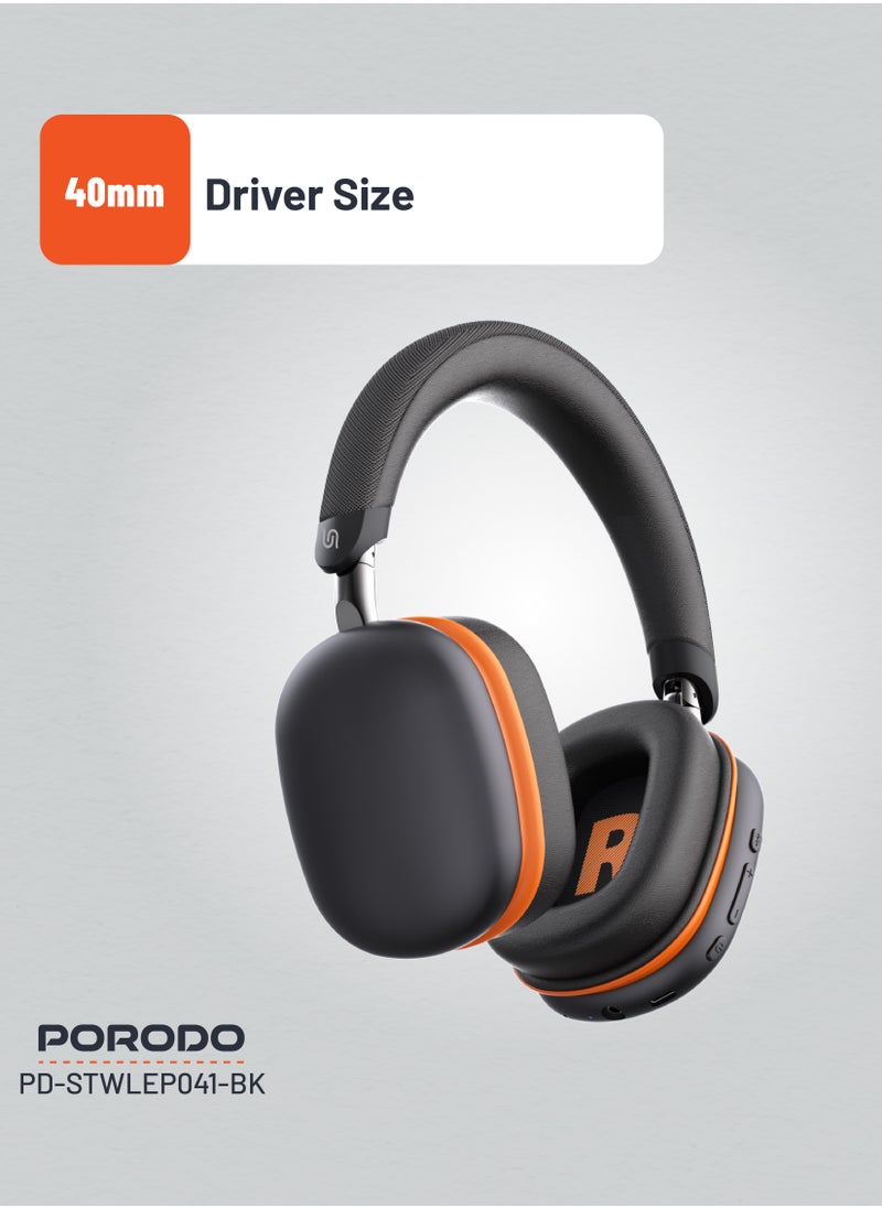 Vibe Wireless Headphone / Lightweight & Comfortable / Immersive Audio / Extended Battery Life / Stable and Fast Connection Bluetooth v5.3 /Over ear headphone with built in microphone - Black