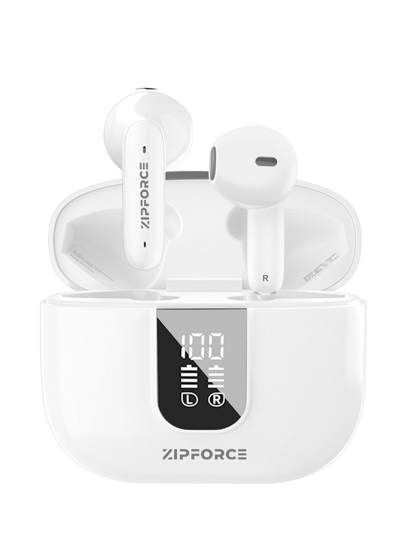 ZIPFORCE True Wireless Earbuds, In-Ear Bluetooth 5.3 Headphones 4-Mics ENC Clear Call, Bluetooth Earbuds Touch Control 40 Playtime, IPX6 Waterproof TWS, Light-Weight Earphones