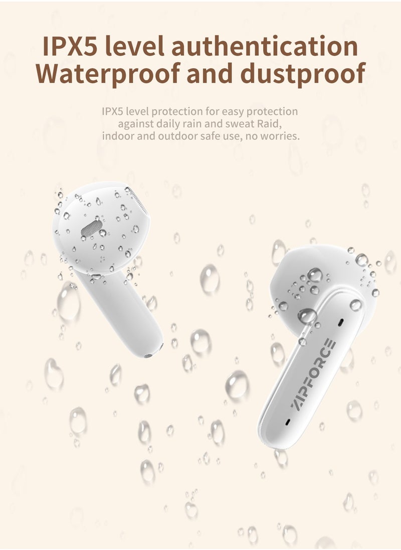 ZIPFORCE True Wireless Earbuds, In-Ear Bluetooth 5.3 Headphones 4-Mics ENC Clear Call, Bluetooth Earbuds Touch Control 40 Playtime, IPX6 Waterproof TWS, Light-Weight Earphones