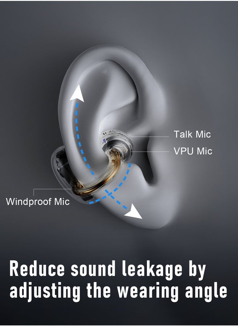 ZIPFORCE Open Ear Ring True Open Ear Headphones, Lightweight Comfort Open Ear Clip Wireless Earbuds, Bluetooth 5.4 OWS Earphones Fit Sports Running, IPX5 Waterproof TWS, Workout Black