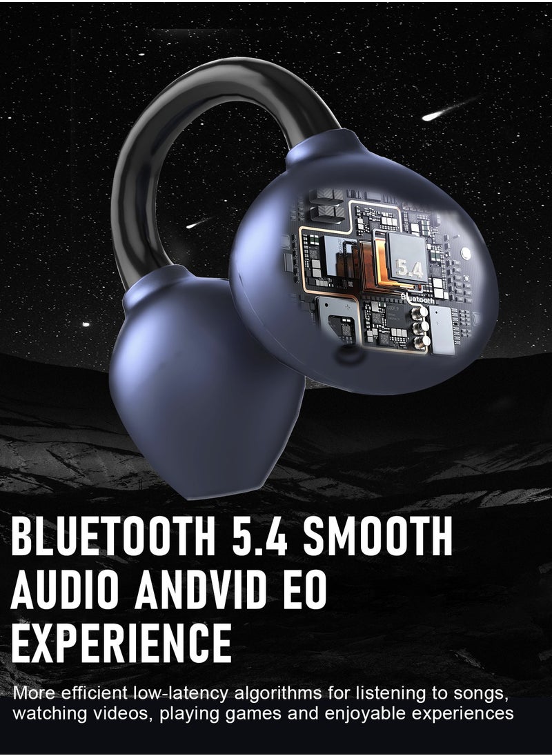 ZIPFORCE Open Ear Ring True Open Ear Headphones, Lightweight Comfort Open Ear Clip Wireless Earbuds, Bluetooth 5.4 OWS Earphones Fit Sports Running, IPX5 Waterproof TWS, Workout Black