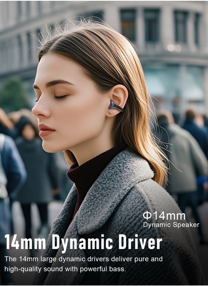 ZIPFORCE Open Ear Ring True Open Ear Headphones, Lightweight Comfort Open Ear Clip Wireless Earbuds, Bluetooth 5.4 OWS Earphones Fit Sports Running, IPX5 Waterproof TWS, Workout Black