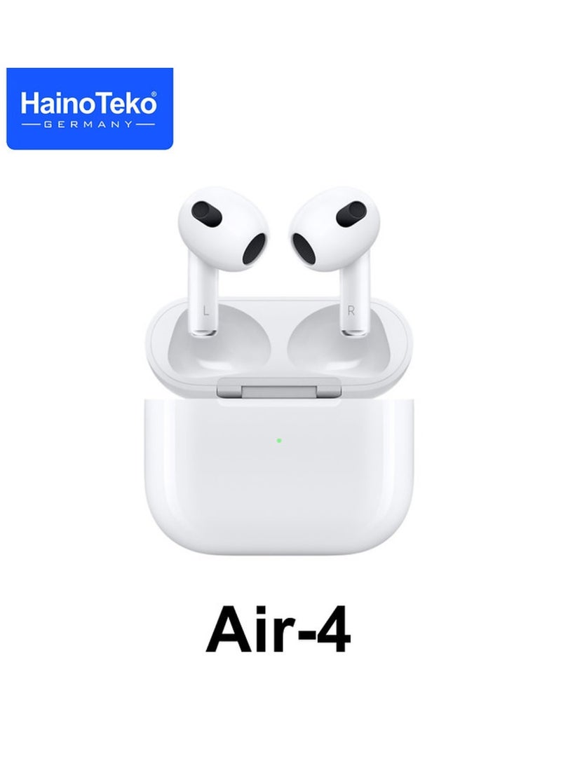 Air-4 Wireless Bluetooth Earbuds Apple & Android Compatibility Built-in Microphone True Wireless Earbuds in-Ear Bluetooth Headphones Earphones Auto Power On/Off Touch Control White