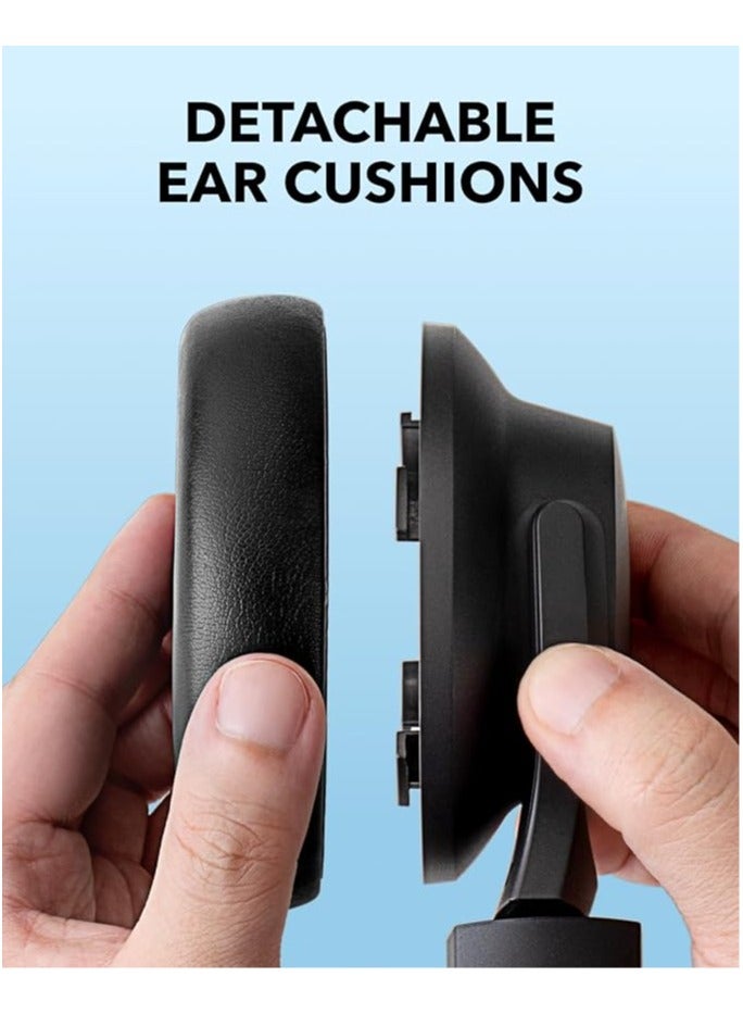 Q11i Wireless Over-Ear Bluetooth Headphones by Anker, Deep Bass, 60H Playtime, Hi-Res Audio, Detachable Ear Cushions, Multipoint Connection Dark Grey
