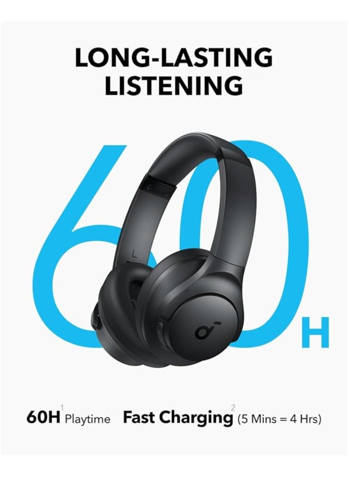 Q11i Wireless Over-Ear Bluetooth Headphones by Anker, Deep Bass, 60H Playtime, Hi-Res Audio, Detachable Ear Cushions, Multipoint Connection Dark Grey