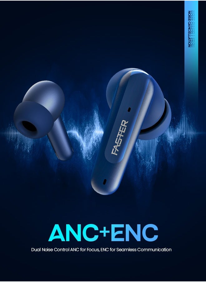 Cruze Pro Wireless Earbuds with Active Noise Cancellation (ANC) - 20 Hours Playtime with Bluetooth 5.3 - HiFi Stereo Sound Airpods - Gaming Bluetooth Earphones with Ultra-Low Latency - Deep Bass, Touch Control - For Exercise, Gym - Compatible with iPhone & Android (Beige)