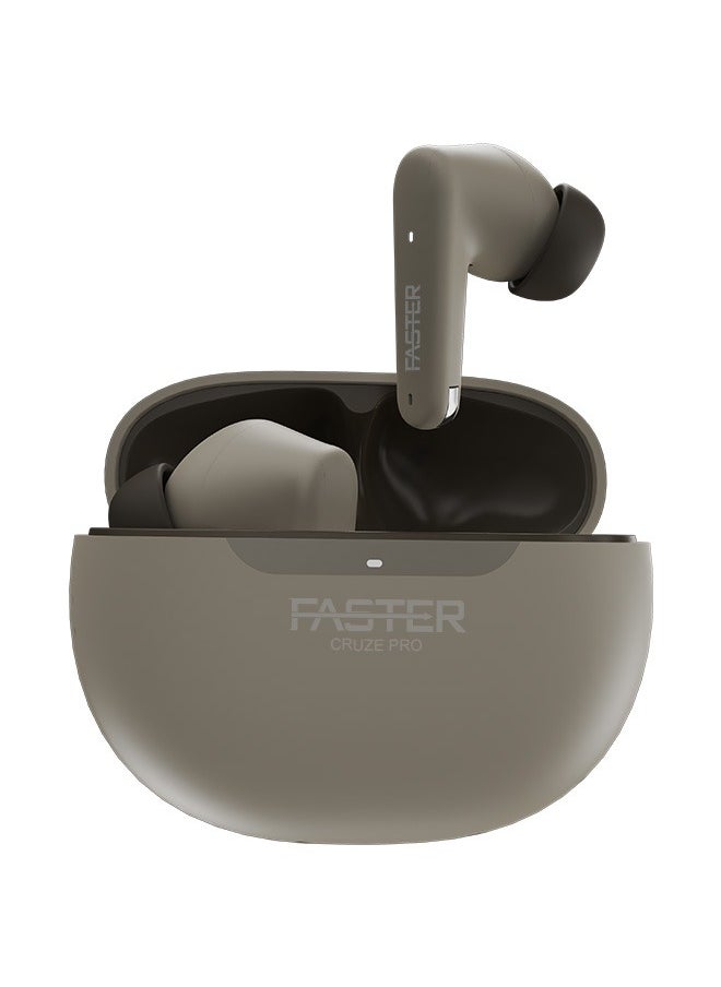 Cruze Pro Wireless Earbuds with Active Noise Cancellation (ANC) - 20 Hours Playtime with Bluetooth 5.3 - HiFi Stereo Sound Airpods - Gaming Bluetooth Earphones with Ultra-Low Latency - Deep Bass, Touch Control - For Exercise, Gym - Compatible with iPhone & Android (Coffee)
