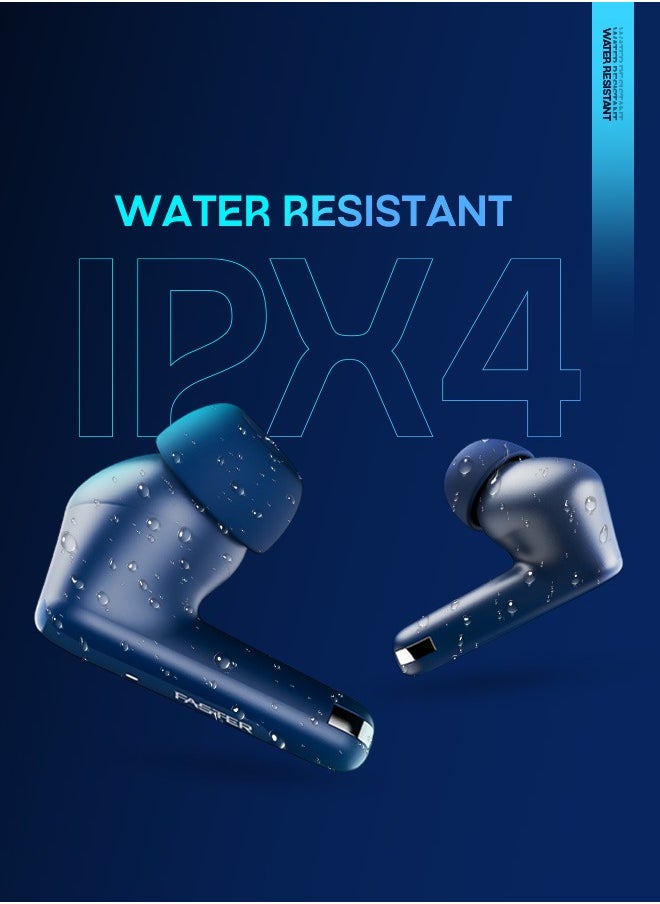 Cruze Pro Wireless Earbuds with Active Noise Cancellation (ANC) - 20 Hours Playtime with Bluetooth 5.3 - HiFi Stereo Sound Airpods - Gaming Bluetooth Earphones with Ultra-Low Latency - Deep Bass, Touch Control - For Exercise, Gym - Compatible with iPhone & Android (Blue)