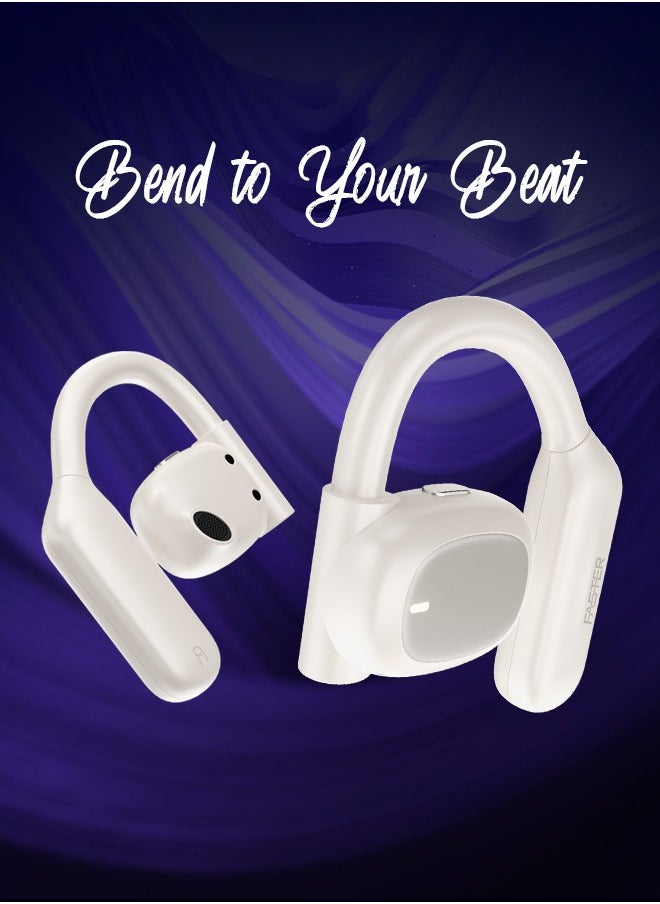 ArcX Over Ear Wireless Earbuds with Noise Cancellation (ENC) - 40 Hours Playback with Bluetooth 5.3 - HiFi Stereo Sound - Sports Earhooks Bluetooth Earphones - For Exercise, Gym - Compatible with iPhone & Android (White)