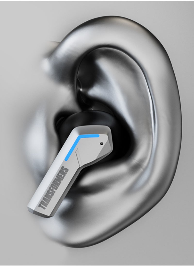 TF-T06 TWS Bluetooth Earbuds, In-Ear Design, Noise Isolation, Up to 30 Hours Playtime - Silver