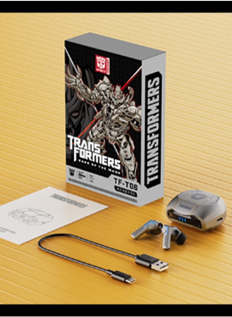 TF-T06 TWS Bluetooth Earbuds, In-Ear Design, Noise Isolation, Up to 30 Hours Playtime - Silver